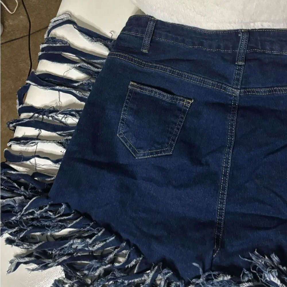 Fringed Denim Skirt